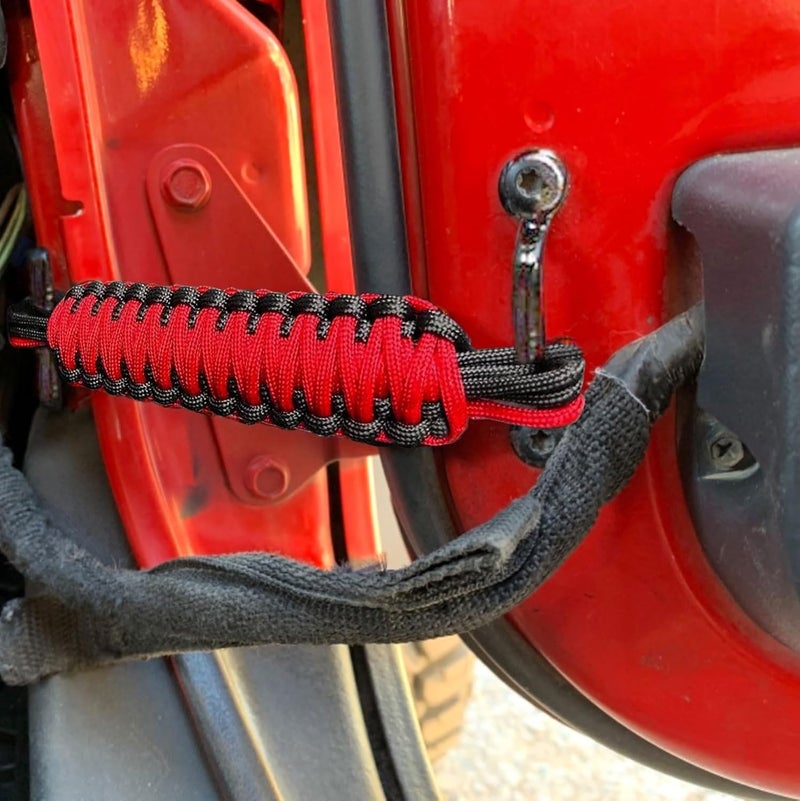 KIXILO Door Limiting Straps for 1987-2023 Wrangler CJ YJ TJ JK JL & Gladiator JT Truck Retractable High Toughness Swing Limiter Replacement Parts 2 Pack (Red and Black) - Image 4